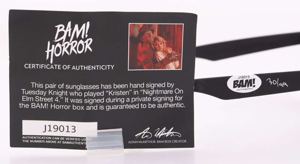 Tuesday Knight Signed LE Sunglasses Inscribed "God, I Hate Dreaming" (Bam!) at PristineAuction.com Tuesday Knight Signed LE Sunglasses Inscribed "God, I Hate Dreaming" (Bam!) at PristineAuction.com