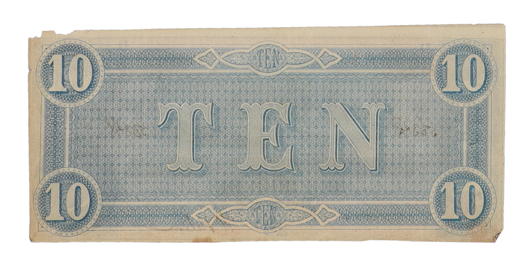 1864 Confederate States of America $10 Ten Dollar Bank Note at PristineAuction.com 1864 Confederate States of America $10 Ten Dollar Bank Note at PristineAuction.com