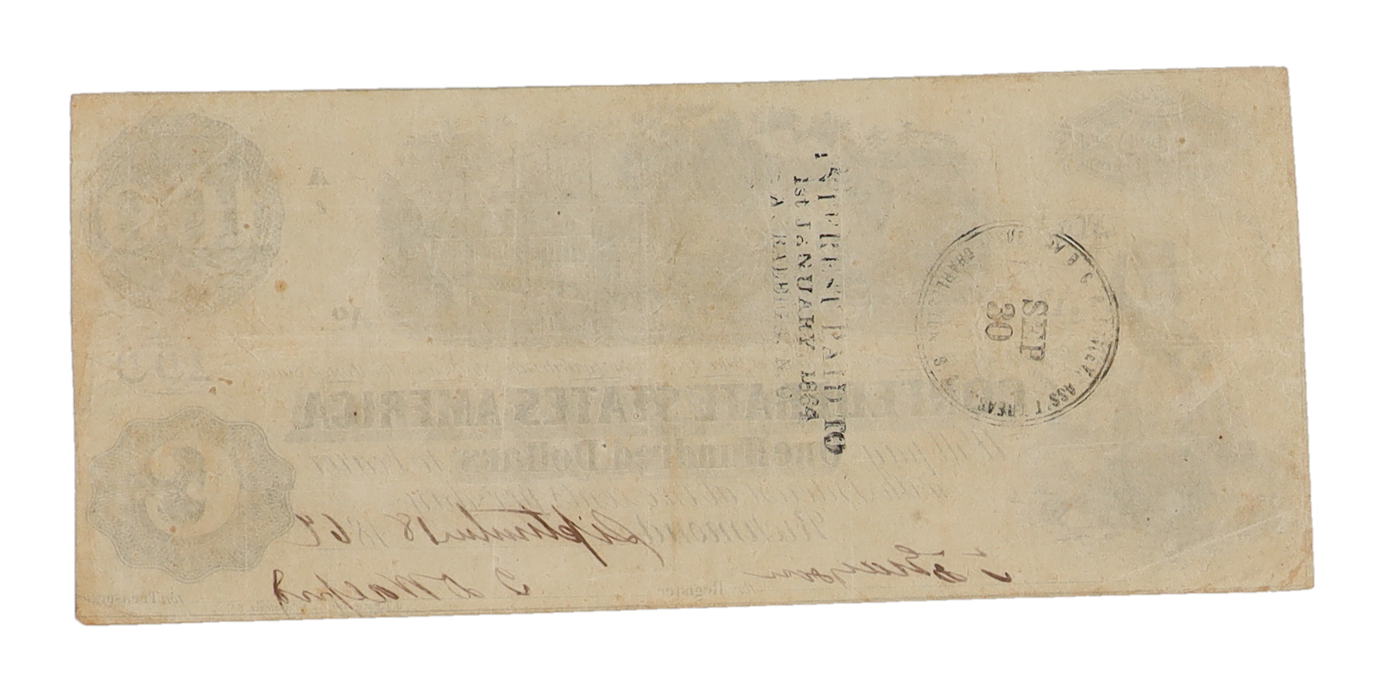 1864 Confederate States of America $100 One Hundred Dollar Bank Note at PristineAuction.com 1864 Confederate States of America $100 One Hundred Dollar Bank Note at PristineAuction.com