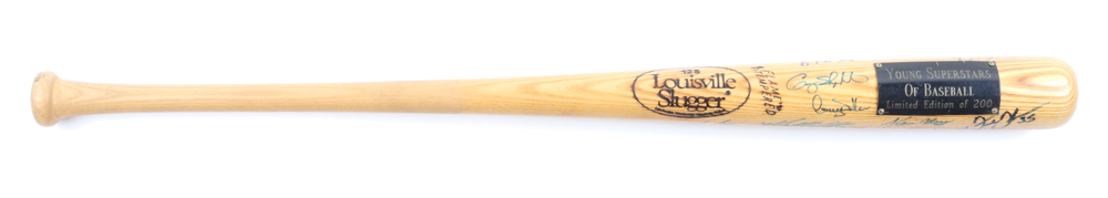 "Young Stars Of Baseball- Circa 2000" LE Louisville Slugger Baseball Bat Signed By (17) With Ken Griffey Jr., Frank Thomas, Tino Martinez, Jim Abbott (Beckett) at PristineAuction.com "Young Stars Of Baseball- Circa 2000" LE Louisville Slugger Baseball Bat Signed By (17) With Ken Griffey Jr., Frank Thomas, Tino Martinez, Jim Abbott (Beckett) at PristineAuction.com