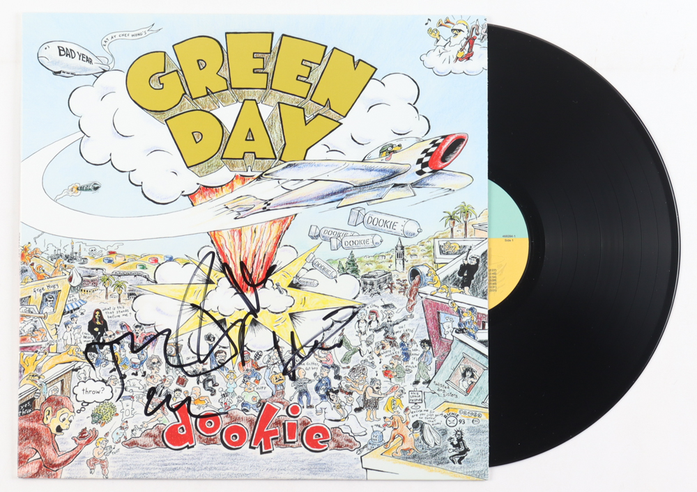 Billie Joe Armstrong, Tre Cool & Mike Dirnt Signed Green Day "Dookie" Vinyl Record Album Cover (PSA) at PristineAuction.com Billie Joe Armstrong, Tre Cool & Mike Dirnt Signed Green Day "Dookie" Vinyl Record Album Cover (PSA) at PristineAuction.com