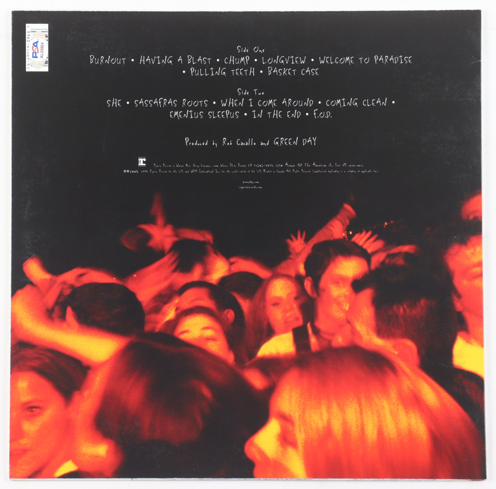 Billie Joe Armstrong, Tre Cool & Mike Dirnt Signed Green Day "Dookie" Vinyl Record Album Cover (PSA) at PristineAuction.com Billie Joe Armstrong, Tre Cool & Mike Dirnt Signed Green Day "Dookie" Vinyl Record Album Cover (PSA) at PristineAuction.com