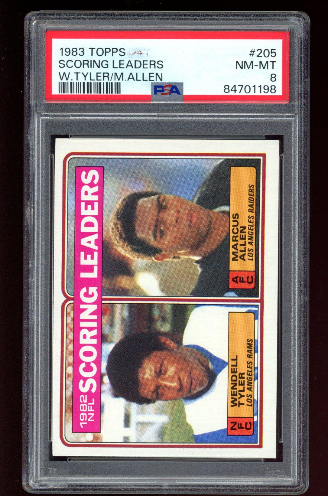 Wendell Tyler / Marcus Allen 1983 Topps / Scoring Leaders #205 (PSA 8) at PristineAuction.com Wendell Tyler / Marcus Allen 1983 Topps / Scoring Leaders #205 (PSA 8) at PristineAuction.com