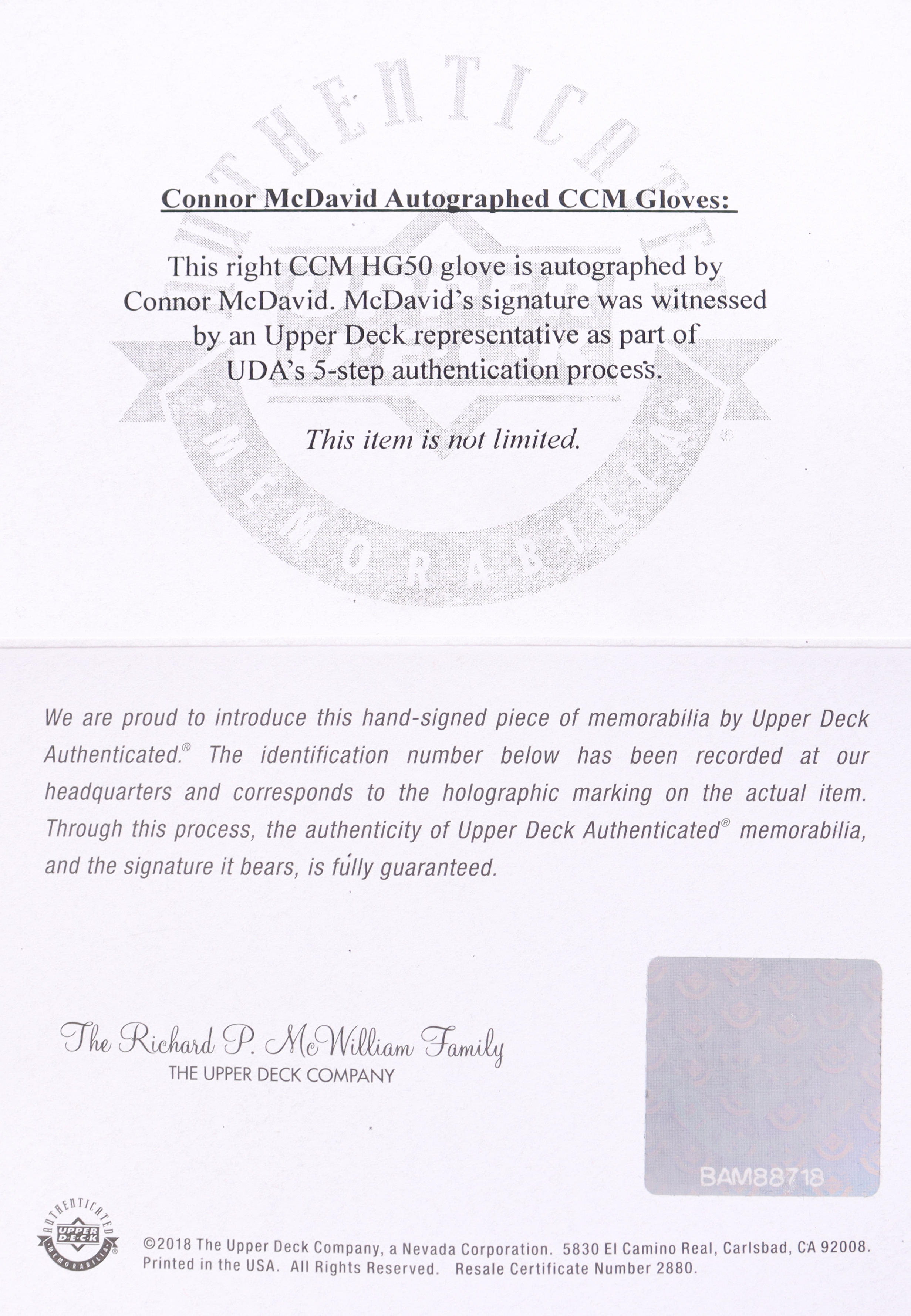 Connor McDavid Signed Set of (2) CCM Hockey Gloves (UDA) at PristineAuction.com Connor McDavid Signed Set of (2) CCM Hockey Gloves (UDA) at PristineAuction.com