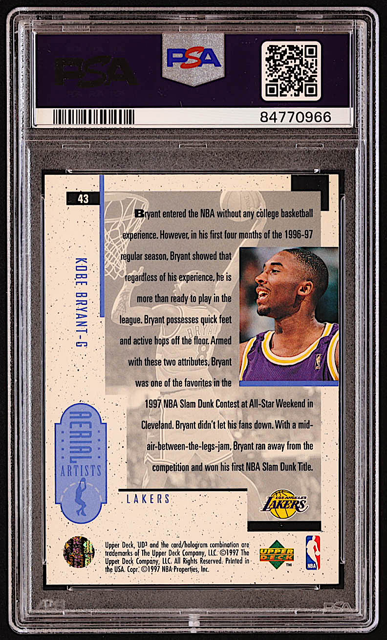 Kobe Bryant 1996-97 UD3 #43 RC (PSA 8) at PristineAuction.com Kobe Bryant 1996-97 UD3 #43 RC (PSA 8) at PristineAuction.com