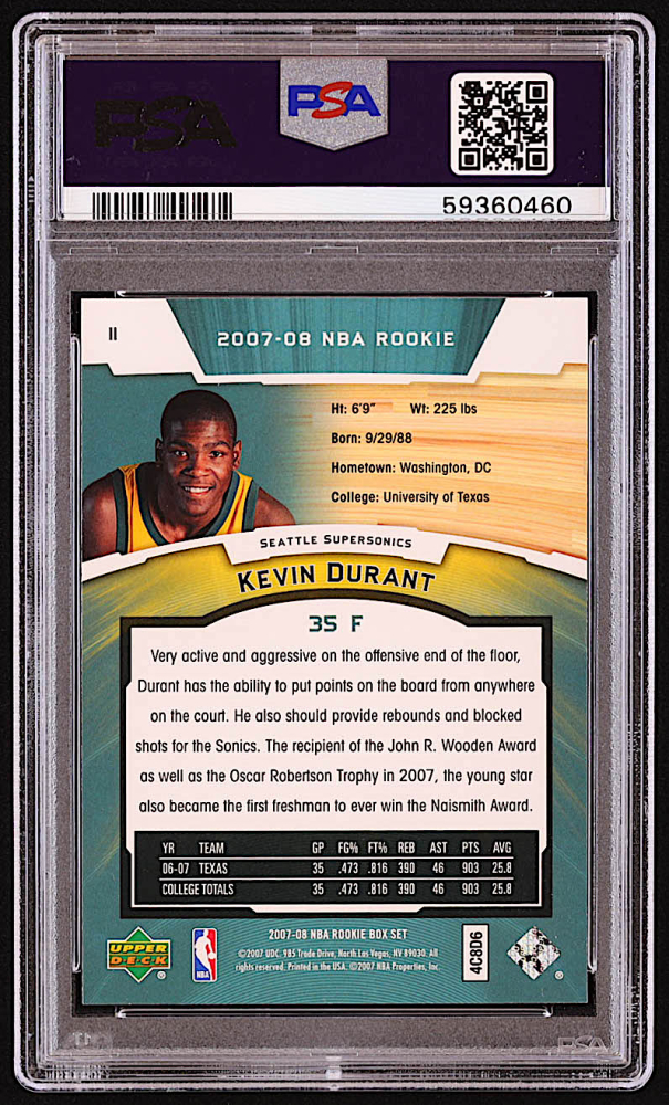 2007 kevin durant rookie card upper deck