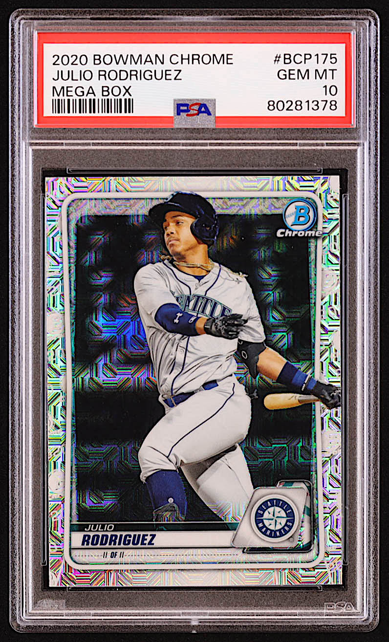 Julio Rodriguez 2020 Bowman Chrome Mega Box Prospects Refractors #BCP175 RC (PSA 10) at PristineAuction.com Julio Rodriguez 2020 Bowman Chrome Mega Box Prospects Refractors #BCP175 RC (PSA 10) at PristineAuction.com
