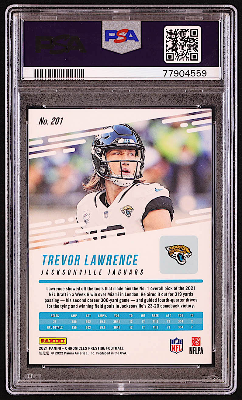 Trevor Lawrence 2021 Panini Chronicles Prestige Rookies Update #201 RC (PSA 10) at PristineAuction.com Trevor Lawrence 2021 Panini Chronicles Prestige Rookies Update #201 RC (PSA 10) at PristineAuction.com