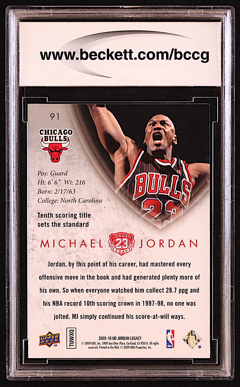 Michael Jordan 2009-10 Upper Deck Michael Jordan Legacy Collection Gold #91 (BCCG 10) at PristineAuction.com Michael Jordan 2009-10 Upper Deck Michael Jordan Legacy Collection Gold #91 (BCCG 10) at PristineAuction.com
