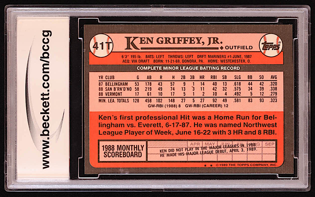 Ken Griffey Jr. 1989 Topps Traded #41T RC (BCCG 10) at PristineAuction.com Ken Griffey Jr. 1989 Topps Traded #41T RC (BCCG 10) at PristineAuction.com