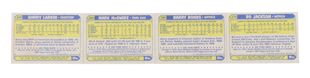 1987 Topps Baseball Complete Set of (792) Cards with Bo Jackson #170 RC, Barry Bonds #320 RC, Mark McGwire #366 RC, Barry Larkin #648 at PristineAuction.com 1987 Topps Baseball Complete Set of (792) Cards with Bo Jackson #170 RC, Barry Bonds #320 RC, Mark McGwire #366 RC, Barry Larkin #648 at PristineAuction.com