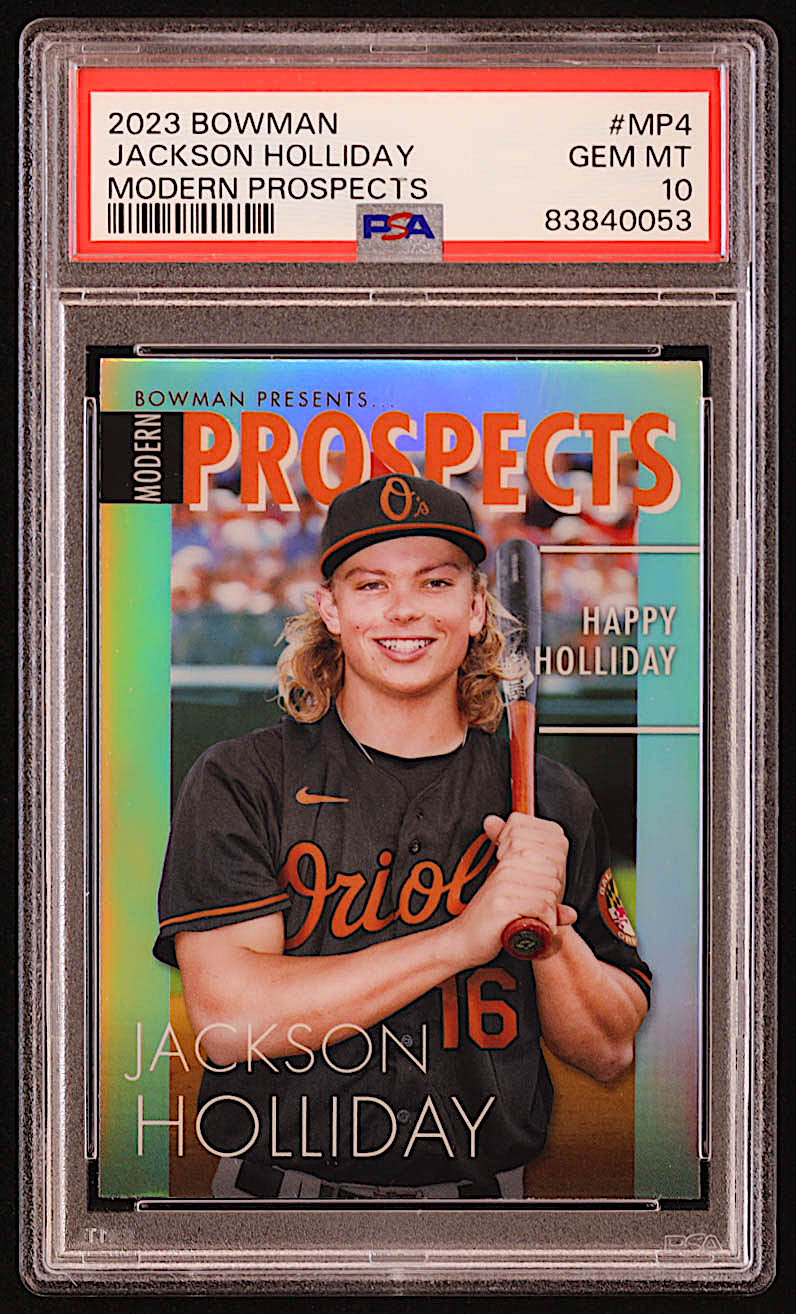 Jackson Holliday 2023 Bowman Chrome Modern Prospect #MP4 RC (PSA 10) at PristineAuction.com Jackson Holliday 2023 Bowman Chrome Modern Prospect #MP4 RC (PSA 10) at PristineAuction.com