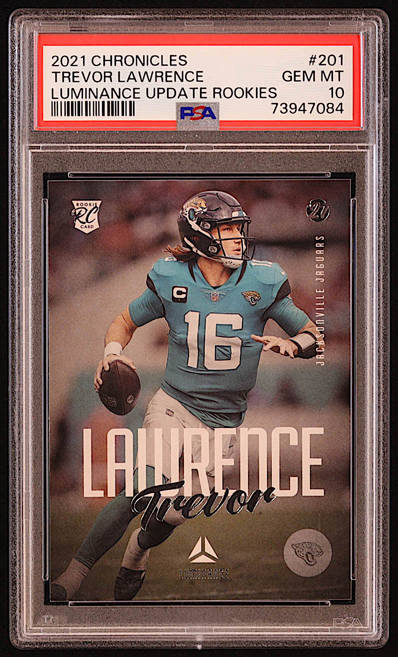 Trevor Lawrence 2021 Panini Chronicles Luminance Update Rookies #201 RC (PSA 10) at PristineAuction.com Trevor Lawrence 2021 Panini Chronicles Luminance Update Rookies #201 RC (PSA 10) at PristineAuction.com