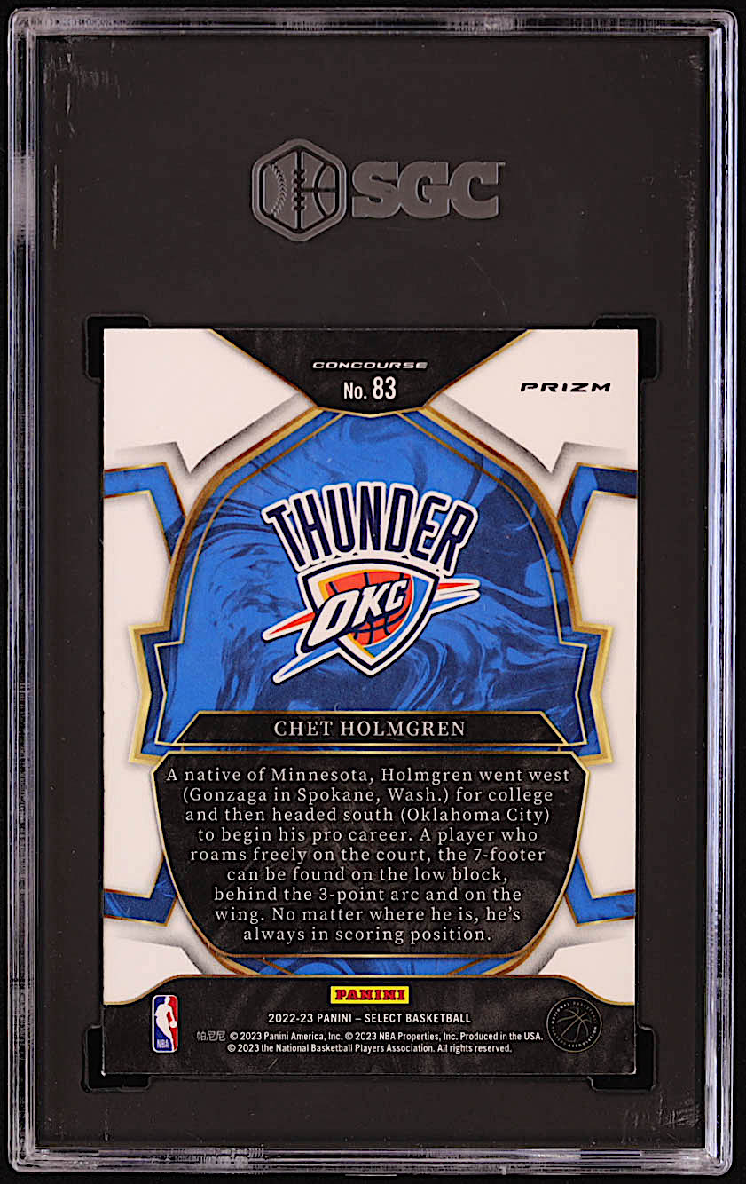 Chet Holmgren 2022-23 Select Prizms Blue Cracked Ice #83 RC (SGC 9.5) at PristineAuction.com Chet Holmgren 2022-23 Select Prizms Blue Cracked Ice #83 RC (SGC 9.5) at PristineAuction.com