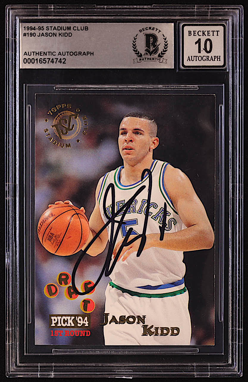 Jason Kidd Signed 1994-95 Stadium Club #190 RC (BGS | Auto 10) at PristineAuction.com Jason Kidd Signed 1994-95 Stadium Club #190 RC (BGS | Auto 10) at PristineAuction.com