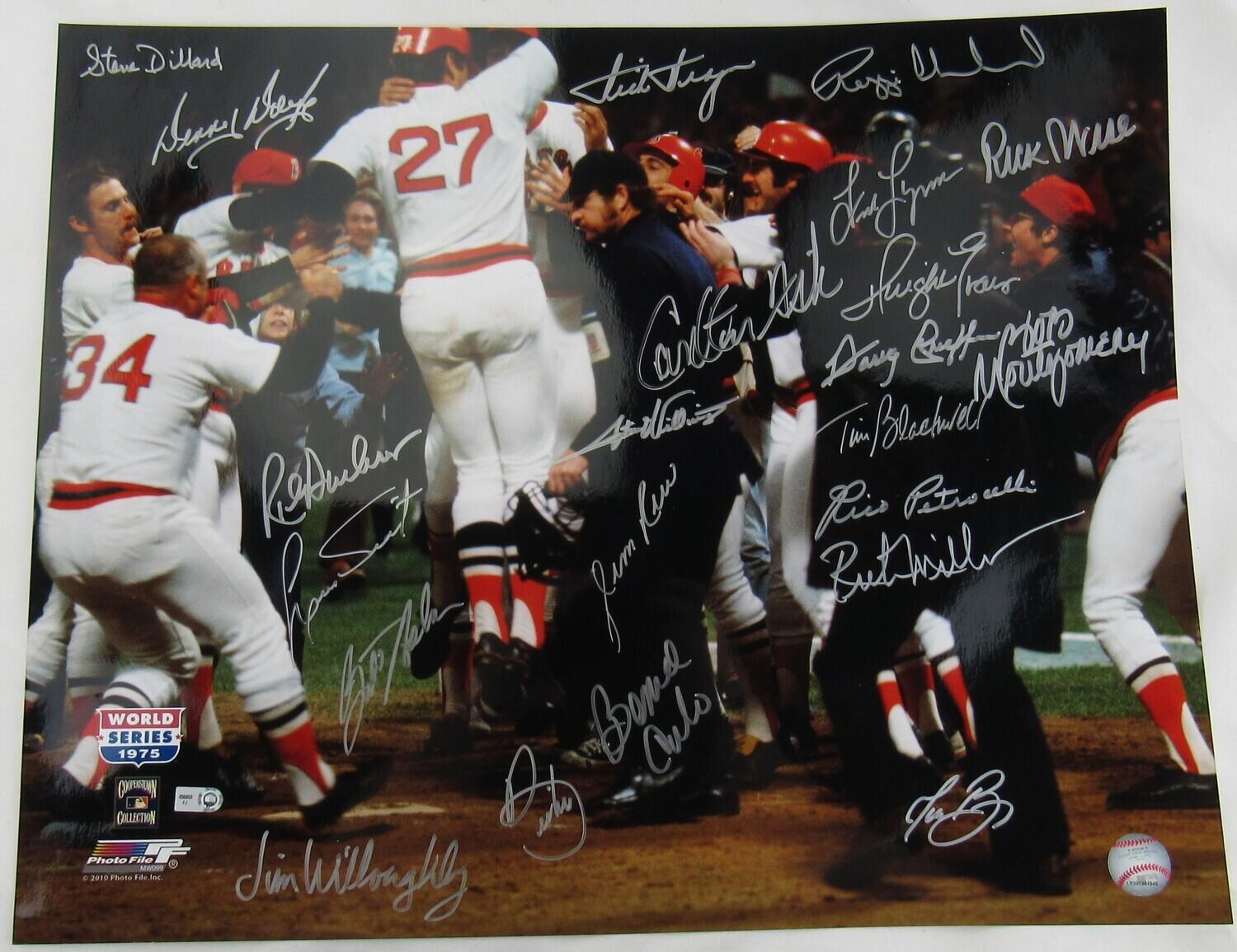 1975 World Series Boston Red Sox 16x20 Photo Signed by (19) with Carlton Fisk, Jim Rice, Fred Lynn, Luis Tiant (MLB) at PristineAuction.com 1975 World Series Boston Red Sox 16x20 Photo Signed by (19) with Carlton Fisk, Jim Rice, Fred Lynn, Luis Tiant (MLB) at PristineAuction.com