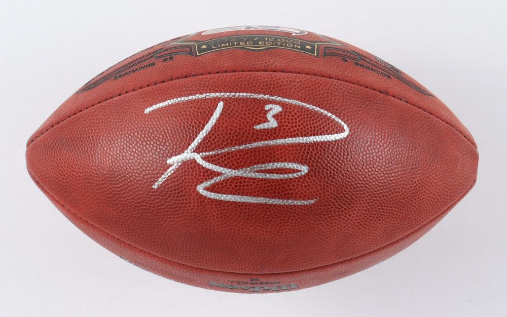 Russell Wilson Signed LE "The Duke" Super Bowl XLVIII Logo NFL Football (Beckett) at PristineAuction.com Russell Wilson Signed LE "The Duke" Super Bowl XLVIII Logo NFL Football (Beckett) at PristineAuction.com