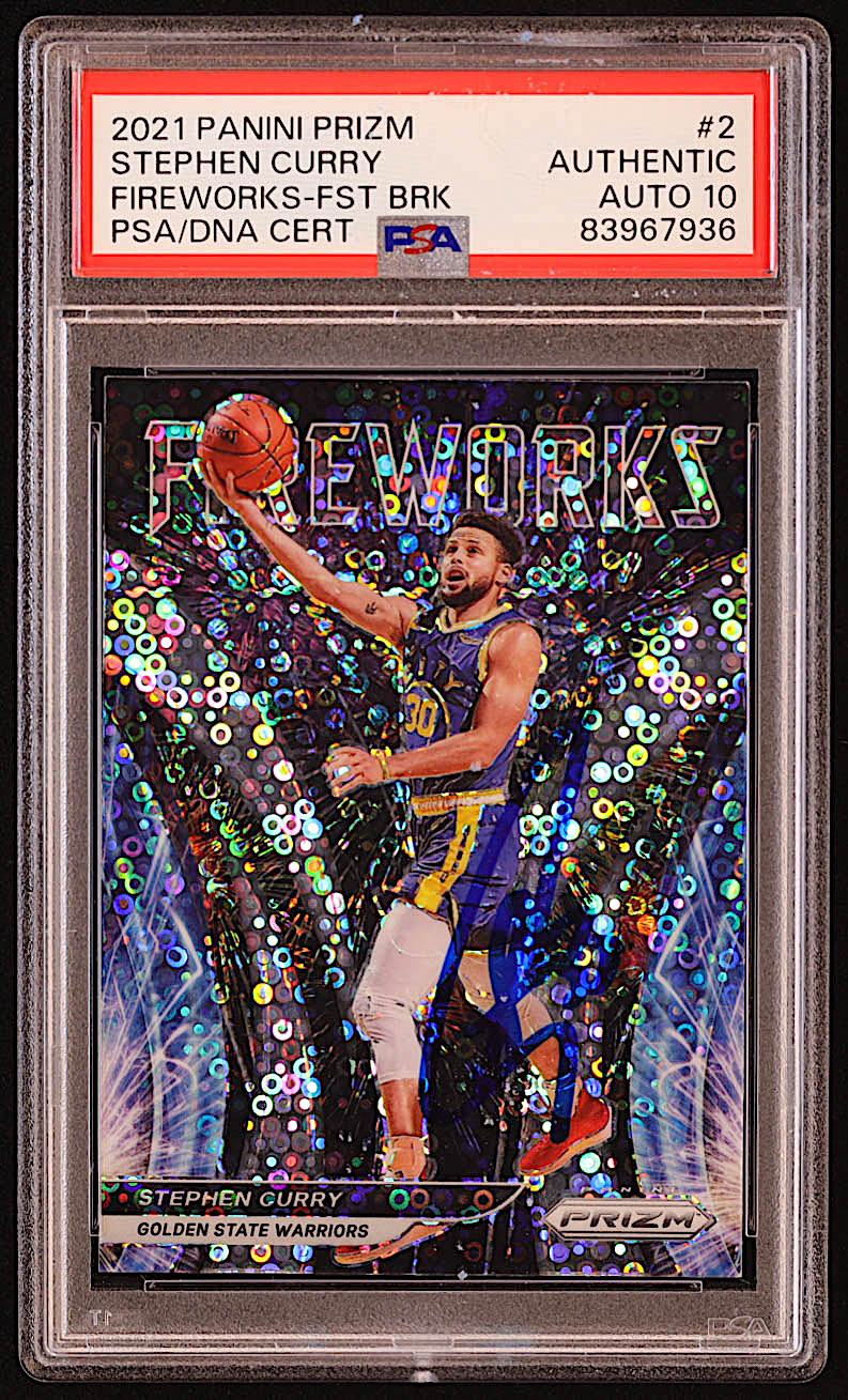 Stephen Curry Signed 2021-22 Panini Prizm Fireworks Fast Break #2 (PSA | Autograph Graded PSA 10) at PristineAuction.com Stephen Curry Signed 2021-22 Panini Prizm Fireworks Fast Break #2 (PSA | Autograph Graded PSA 10) at PristineAuction.com