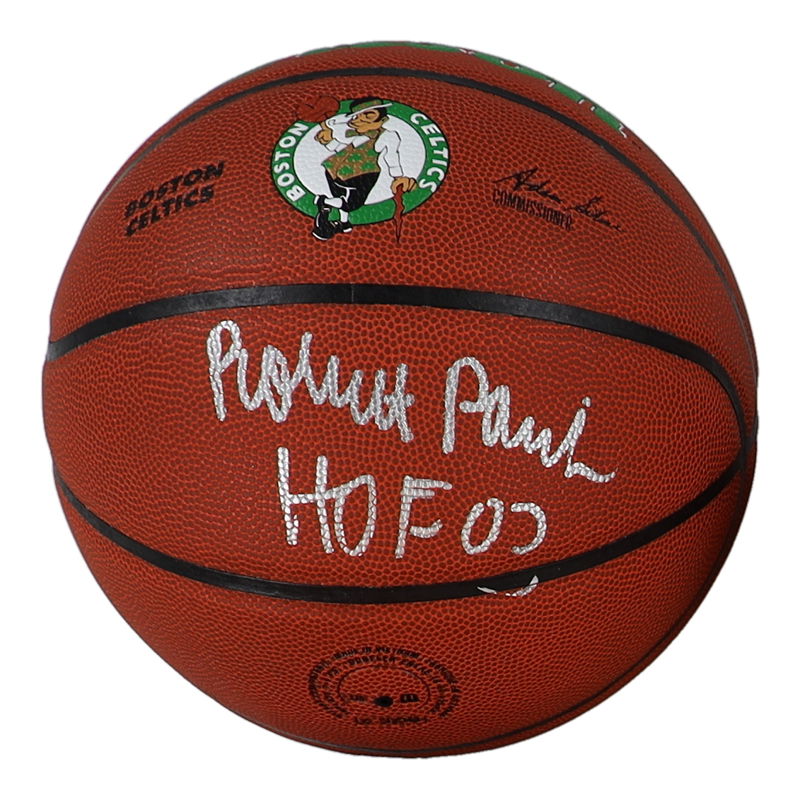 Robert Parish Signed Celtics Logo NBA Basketball Inscribed "HOF 03" (Schwartz) at PristineAuction.com Robert Parish Signed Celtics Logo NBA Basketball Inscribed "HOF 03" (Schwartz) at PristineAuction.com