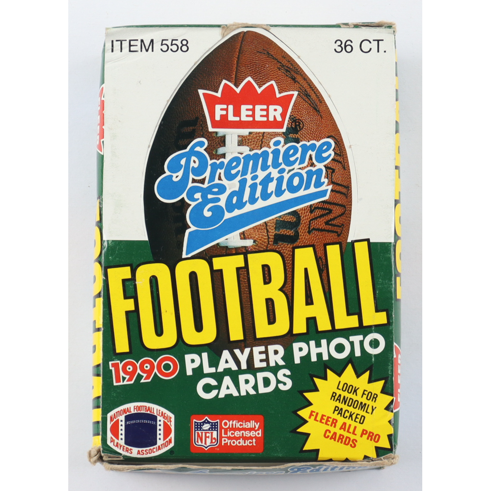 1990 Fleer Premiere Edition Football Wax Box with (36) Packs at PristineAuction.com