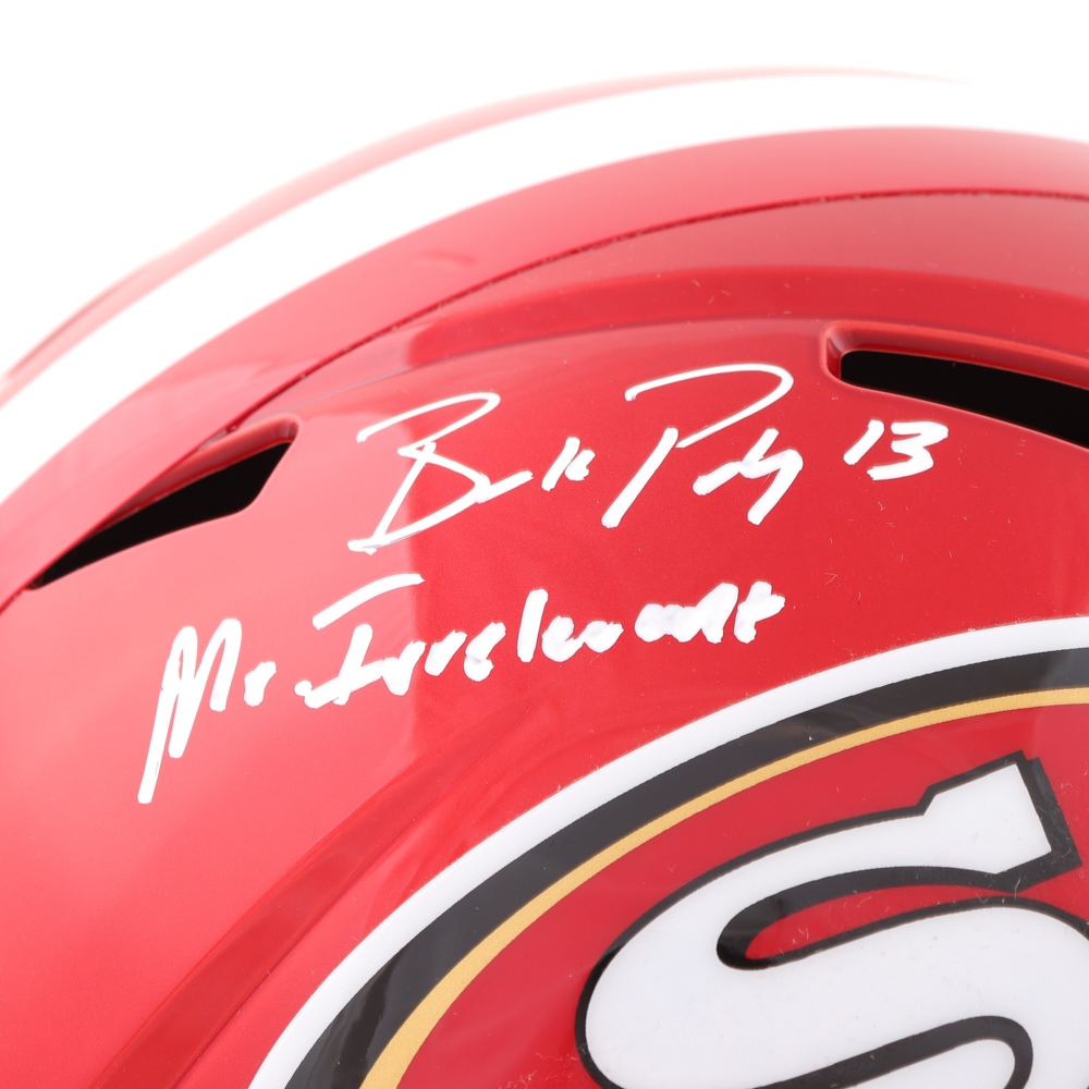 Brock Purdy Signed 49ers Full-Size Flash Alternate Speed Helmet Inscribed "Mr. Irrelevant" (Beckett) at PristineAuction.com Brock Purdy Signed 49ers Full-Size Flash Alternate Speed Helmet Inscribed "Mr. Irrelevant" (Beckett) at PristineAuction.com