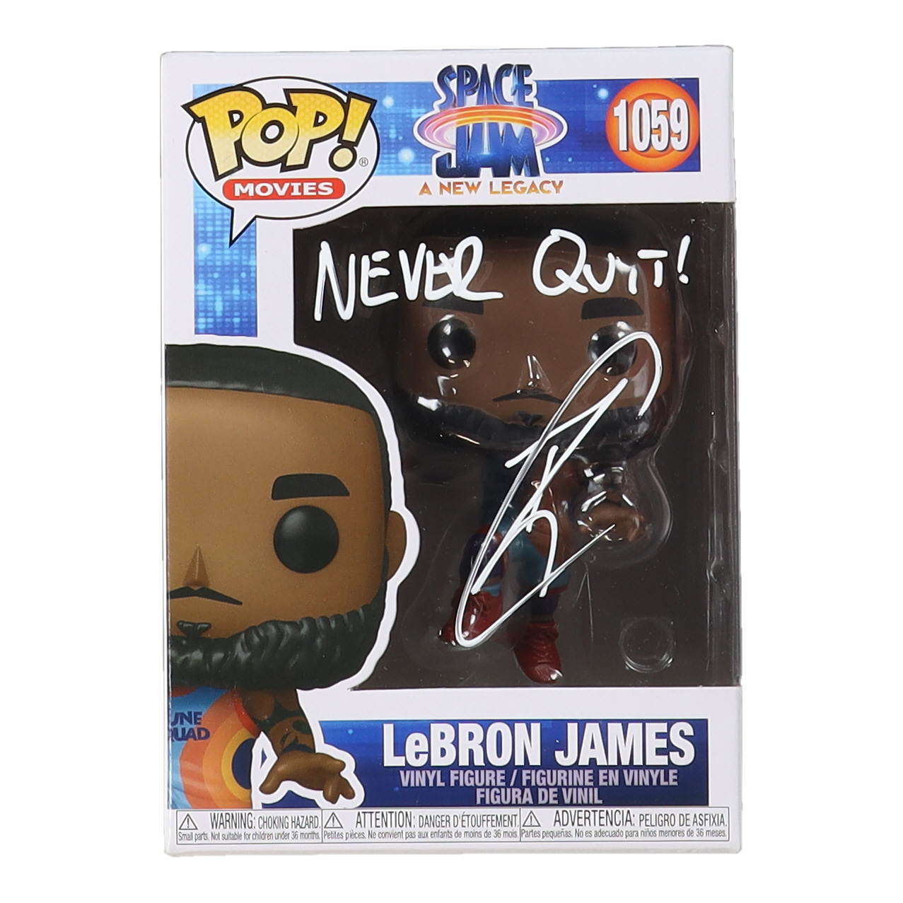 Robert O'Neill Signed "Space Jam: A New Legacy" #1059 LeBron James Funko Pop! Vinyl Figure Inscribed "Never Quit!" (PSA) at PristineAuction.com Robert O'Neill Signed "Space Jam: A New Legacy" #1059 LeBron James Funko Pop! Vinyl Figure Inscribed "Never Quit!" (PSA) at PristineAuction.com