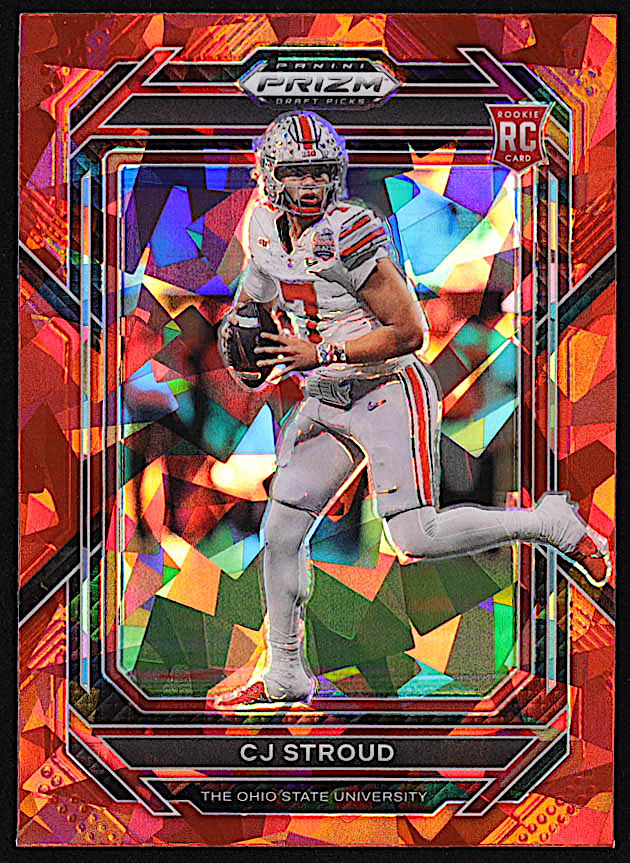 CJ Stroud 2023 Panini Prizm Draft Picks Prizms Red Ice #102 RC at PristineAuction.com CJ Stroud 2023 Panini Prizm Draft Picks Prizms Red Ice #102 RC at PristineAuction.com