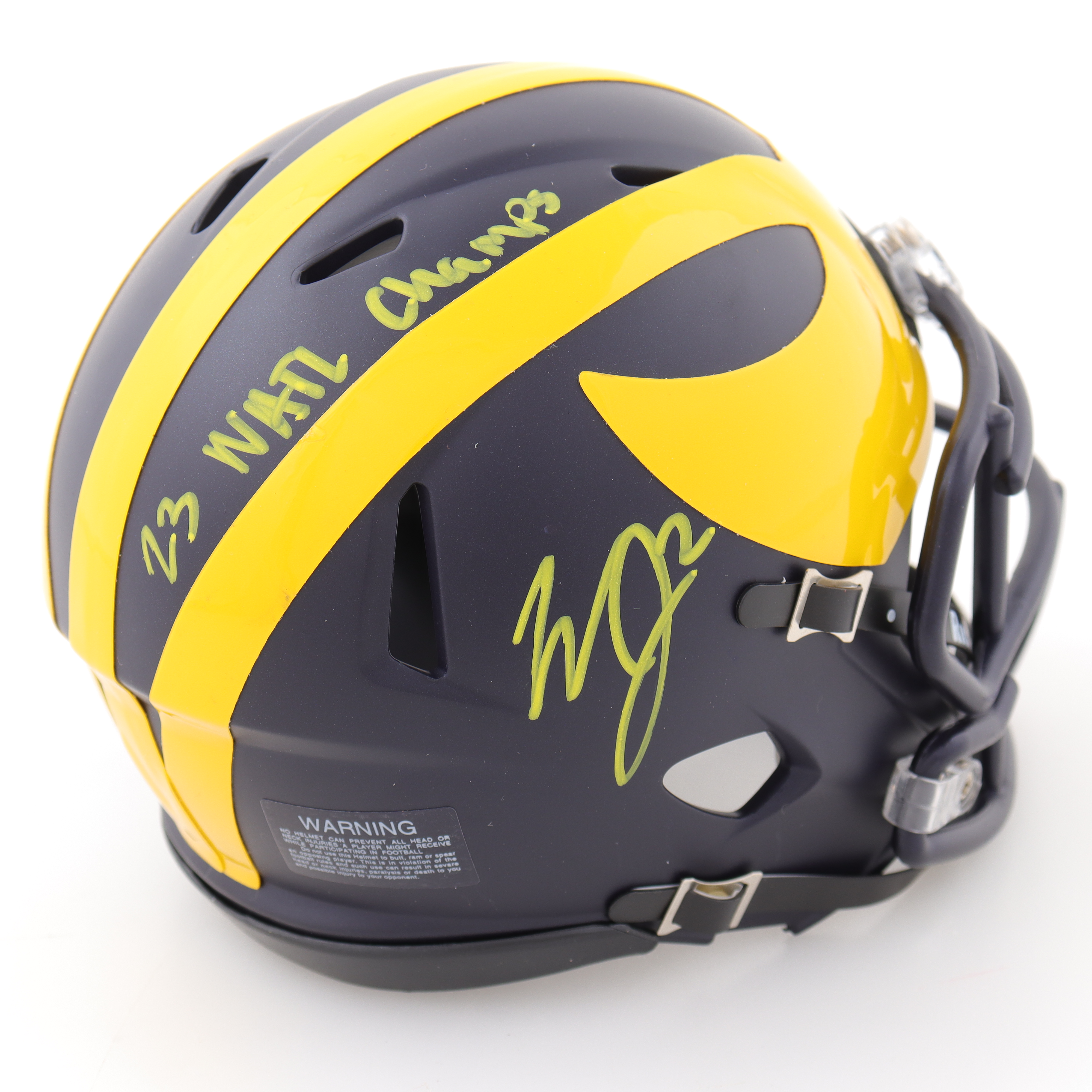 Will Johnson Signed Michigan Wolverines Speed Mini Helmet Inscribed "23 Natl Champs" (Beckett) at PristineAuction.com Will Johnson Signed Michigan Wolverines Speed Mini Helmet Inscribed "23 Natl Champs" (Beckett) at PristineAuction.com