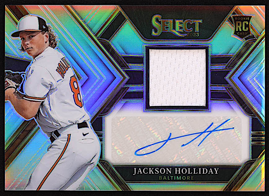 Jackson Holliday 2023 Select Rookie Jersey Autographs Prizms Silver #9 RC #48/99 at PristineAuction.com Jackson Holliday 2023 Select Rookie Jersey Autographs Prizms Silver #9 RC #48/99 at PristineAuction.com