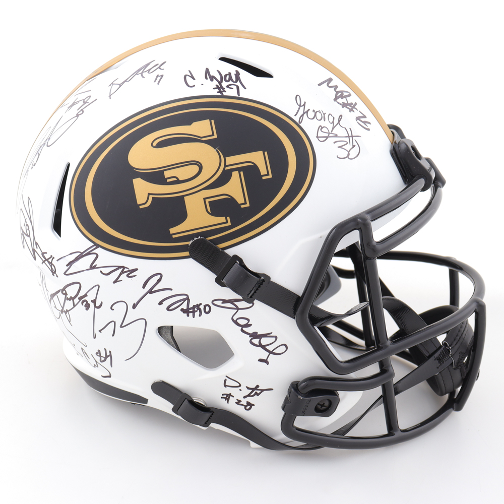 2023 49ers Full-Size Lunar Eclipse Alternate Speed Helmet Team-Signed By (30) With Christian McCaffrey, George Kittle, Charvarius Ward, Deebo Samuel (Beckett) at PristineAuction.com 2023 49ers Full-Size Lunar Eclipse Alternate Speed Helmet Team-Signed By (30) With Christian McCaffrey, George Kittle, Charvarius Ward, Deebo Samuel (Beckett) at PristineAuction.com