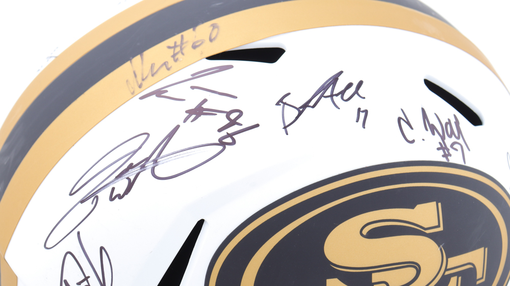 2023 49ers Full-Size Lunar Eclipse Alternate Speed Helmet Team-Signed By (30) With Christian McCaffrey, George Kittle, Charvarius Ward, Deebo Samuel (Beckett) at PristineAuction.com 2023 49ers Full-Size Lunar Eclipse Alternate Speed Helmet Team-Signed By (30) With Christian McCaffrey, George Kittle, Charvarius Ward, Deebo Samuel (Beckett) at PristineAuction.com