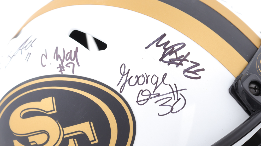 2023 49ers Full-Size Lunar Eclipse Alternate Speed Helmet Team-Signed By (30) With Christian McCaffrey, George Kittle, Charvarius Ward, Deebo Samuel (Beckett) at PristineAuction.com 2023 49ers Full-Size Lunar Eclipse Alternate Speed Helmet Team-Signed By (30) With Christian McCaffrey, George Kittle, Charvarius Ward, Deebo Samuel (Beckett) at PristineAuction.com