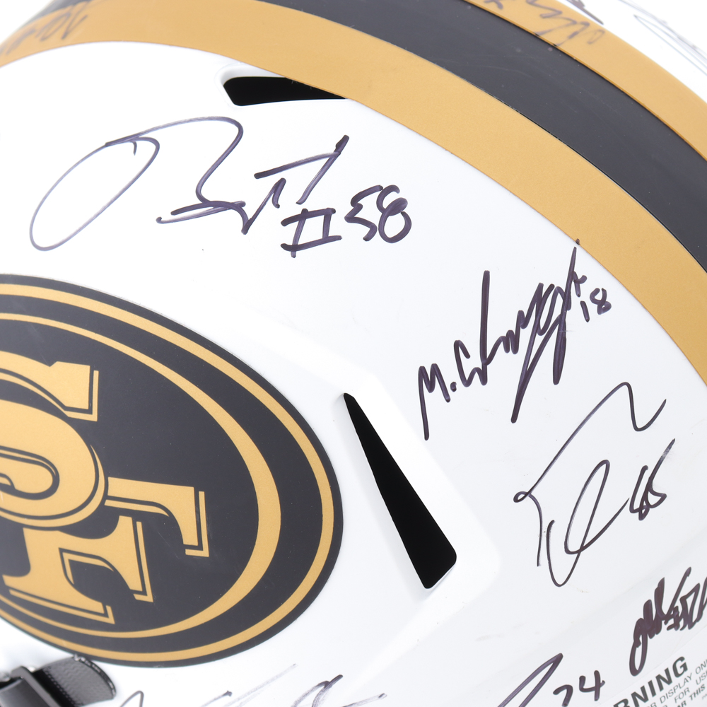 2023 49ers Full-Size Lunar Eclipse Alternate Speed Helmet Team-Signed By (30) With Christian McCaffrey, George Kittle, Charvarius Ward, Deebo Samuel (Beckett) at PristineAuction.com 2023 49ers Full-Size Lunar Eclipse Alternate Speed Helmet Team-Signed By (30) With Christian McCaffrey, George Kittle, Charvarius Ward, Deebo Samuel (Beckett) at PristineAuction.com