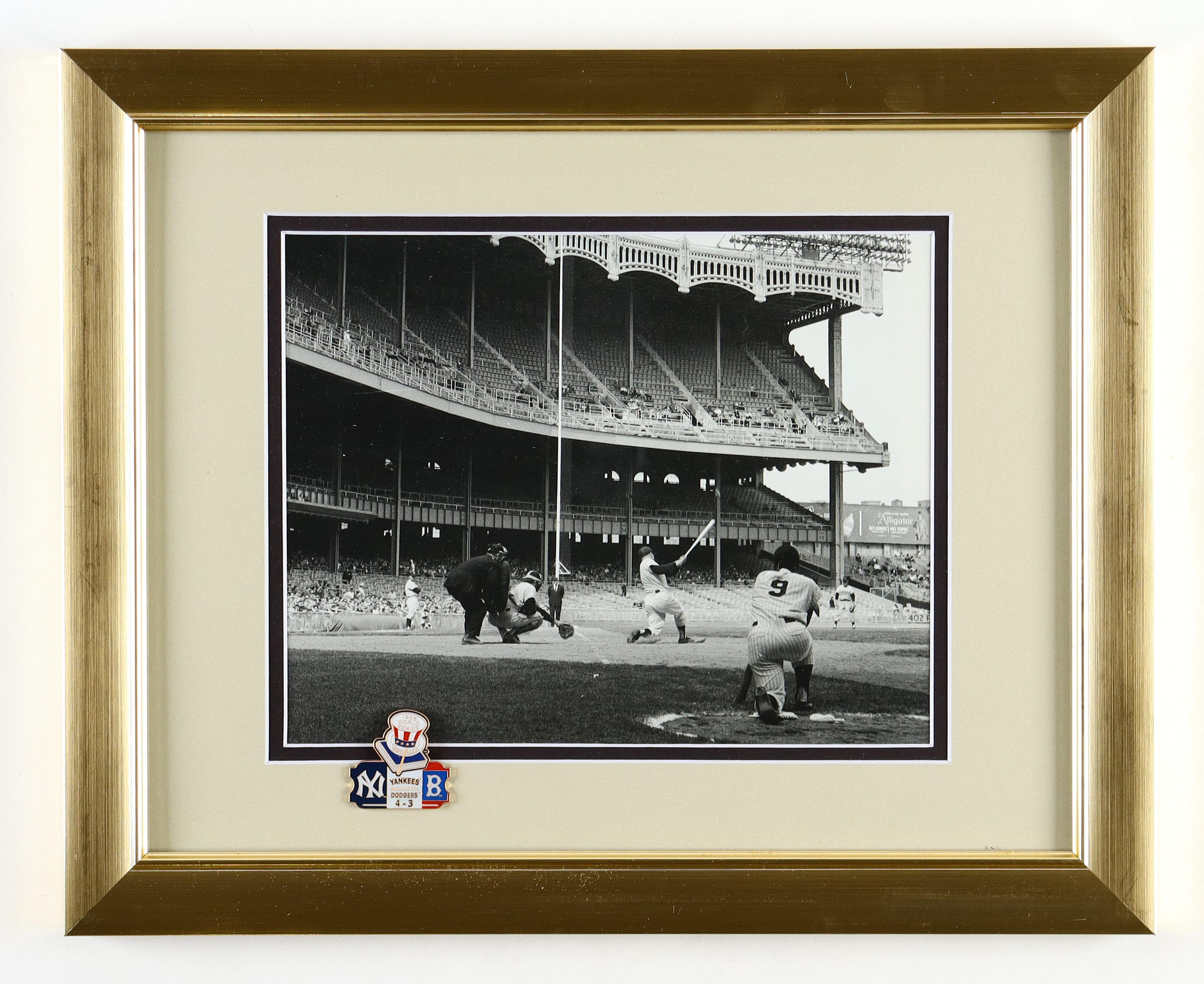 Mickey Mantle & Roger Maris Yankees Custom Framed Photo Display with 1956 World Series Pin (PSA) at PristineAuction.com Mickey Mantle & Roger Maris Yankees Custom Framed Photo Display with 1956 World Series Pin (PSA) at PristineAuction.com
