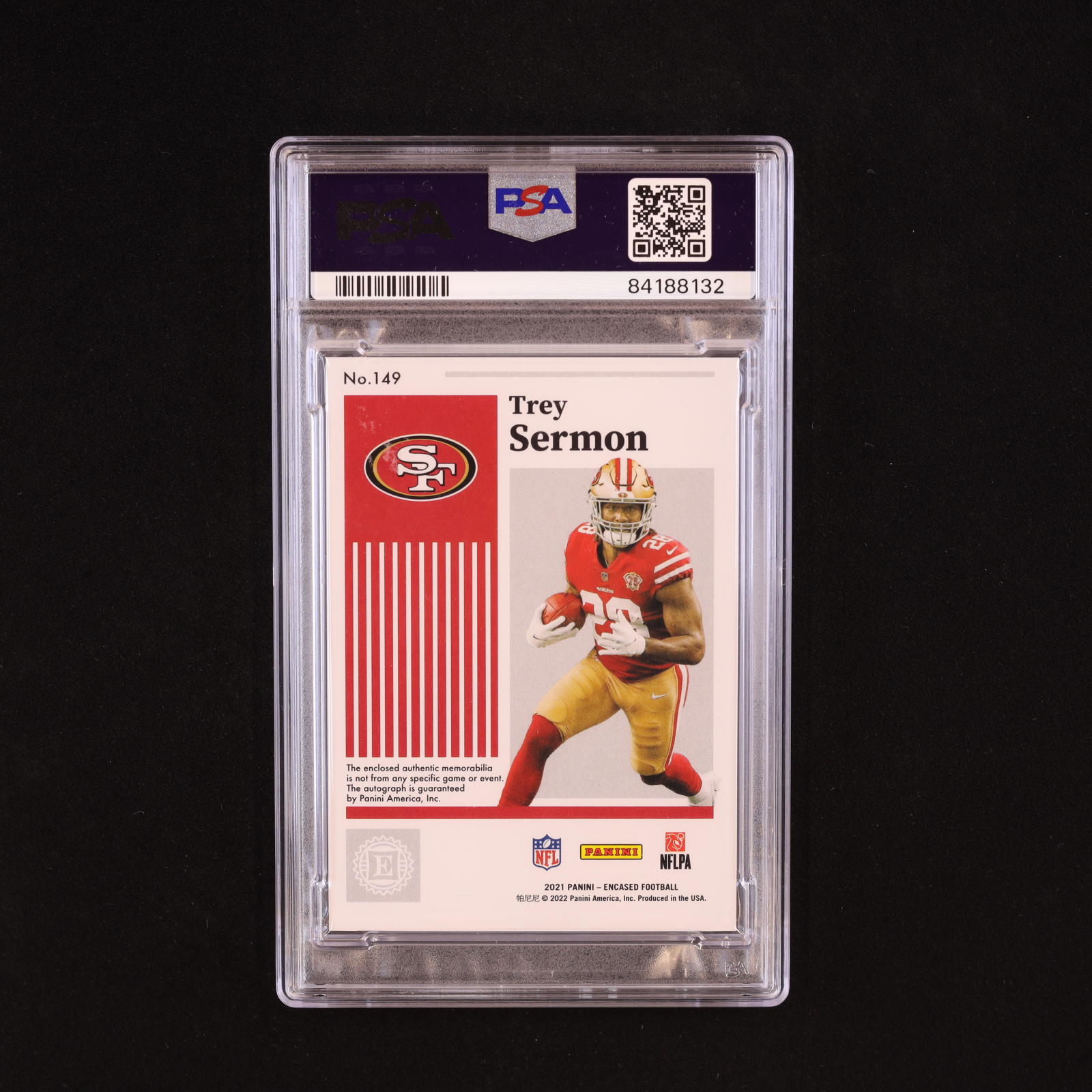 Trey Sermon 2021 Panini Encased Emerald #149 HAT Autograph RC #3/5 (PSA 7) at PristineAuction.com Trey Sermon 2021 Panini Encased Emerald #149 HAT Autograph RC #3/5 (PSA 7) at PristineAuction.com