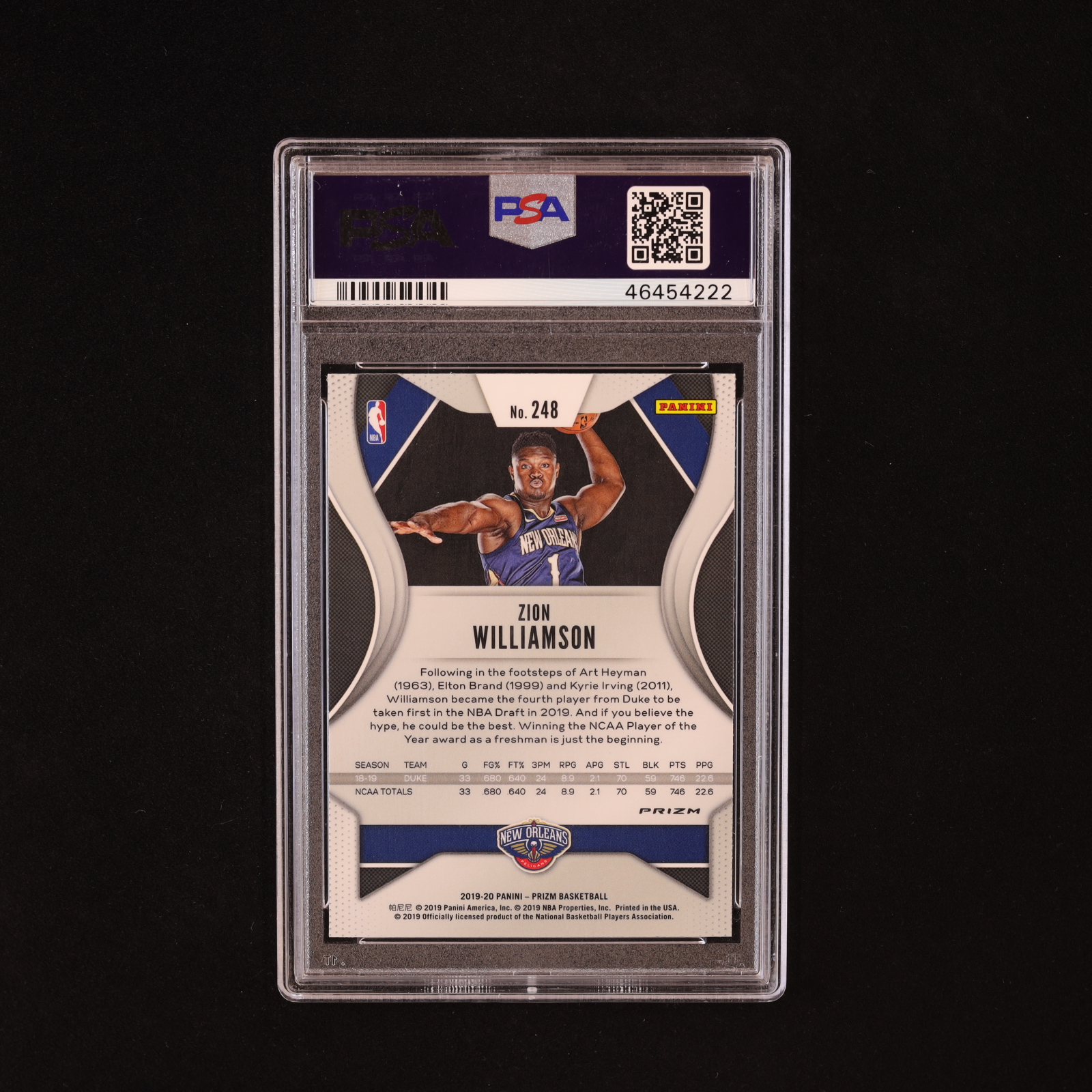Zion Williamson 2019-20 Panini Prizm Prizms Fast Break #248 RC (PSA 10) at PristineAuction.com Zion Williamson 2019-20 Panini Prizm Prizms Fast Break #248 RC (PSA 10) at PristineAuction.com
