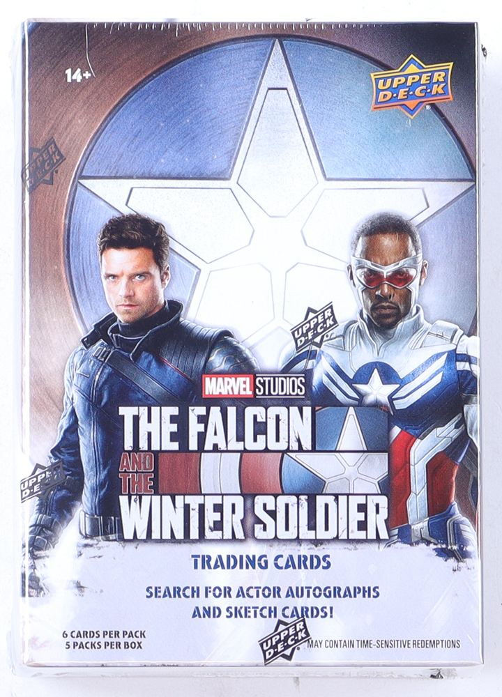 The Falcon and the Winter Soldier Marvel Studios Blaster Box with (6) Packs at PristineAuction.com The Falcon and the Winter Soldier Marvel Studios Blaster Box with (6) Packs at PristineAuction.com