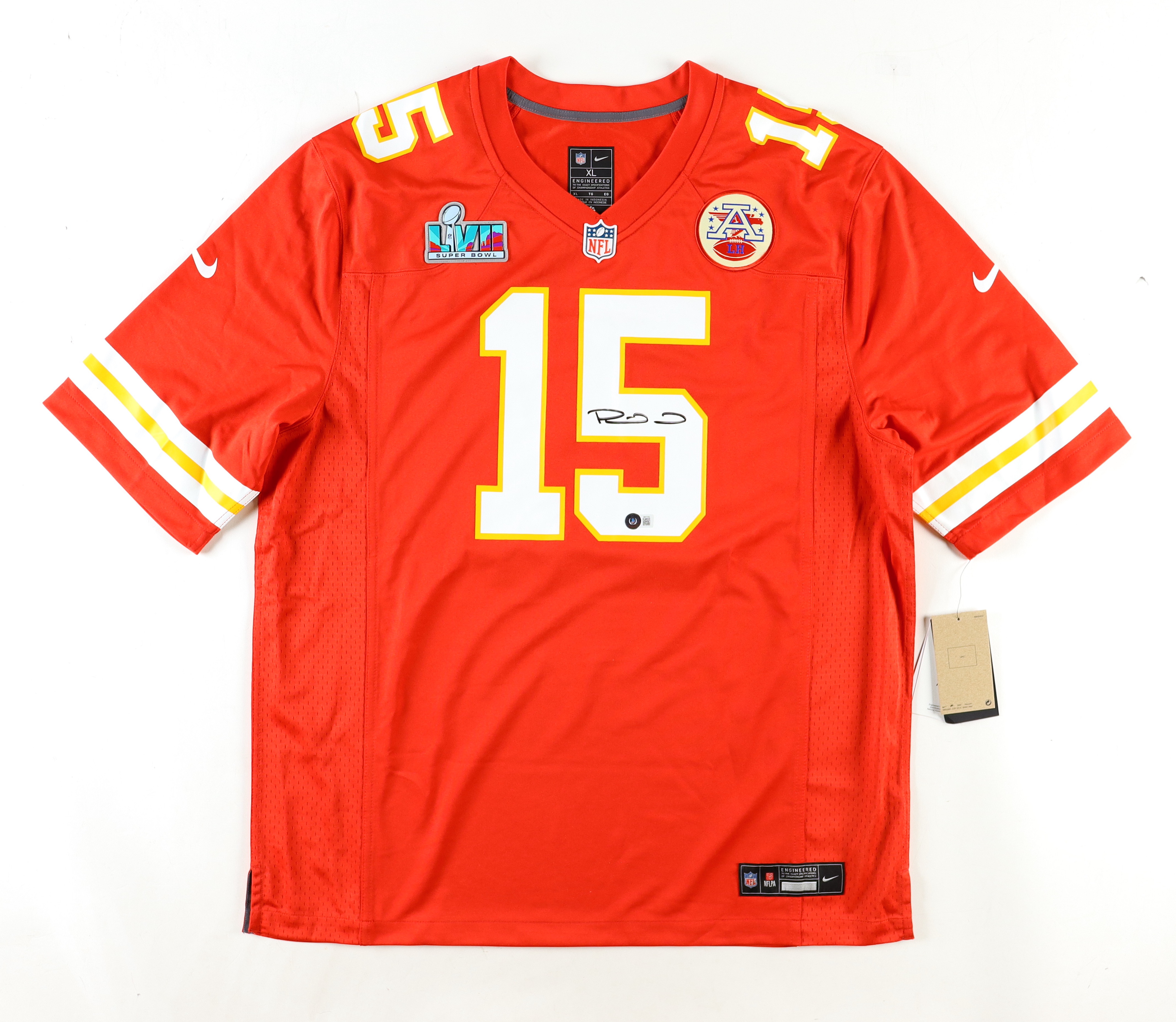 Patrick Mahomes Signed Chiefs Super Bowl LVII Logo Nike Jersey (Beckett) at PristineAuction.com Patrick Mahomes Signed Chiefs Super Bowl LVII Logo Nike Jersey (Beckett) at PristineAuction.com