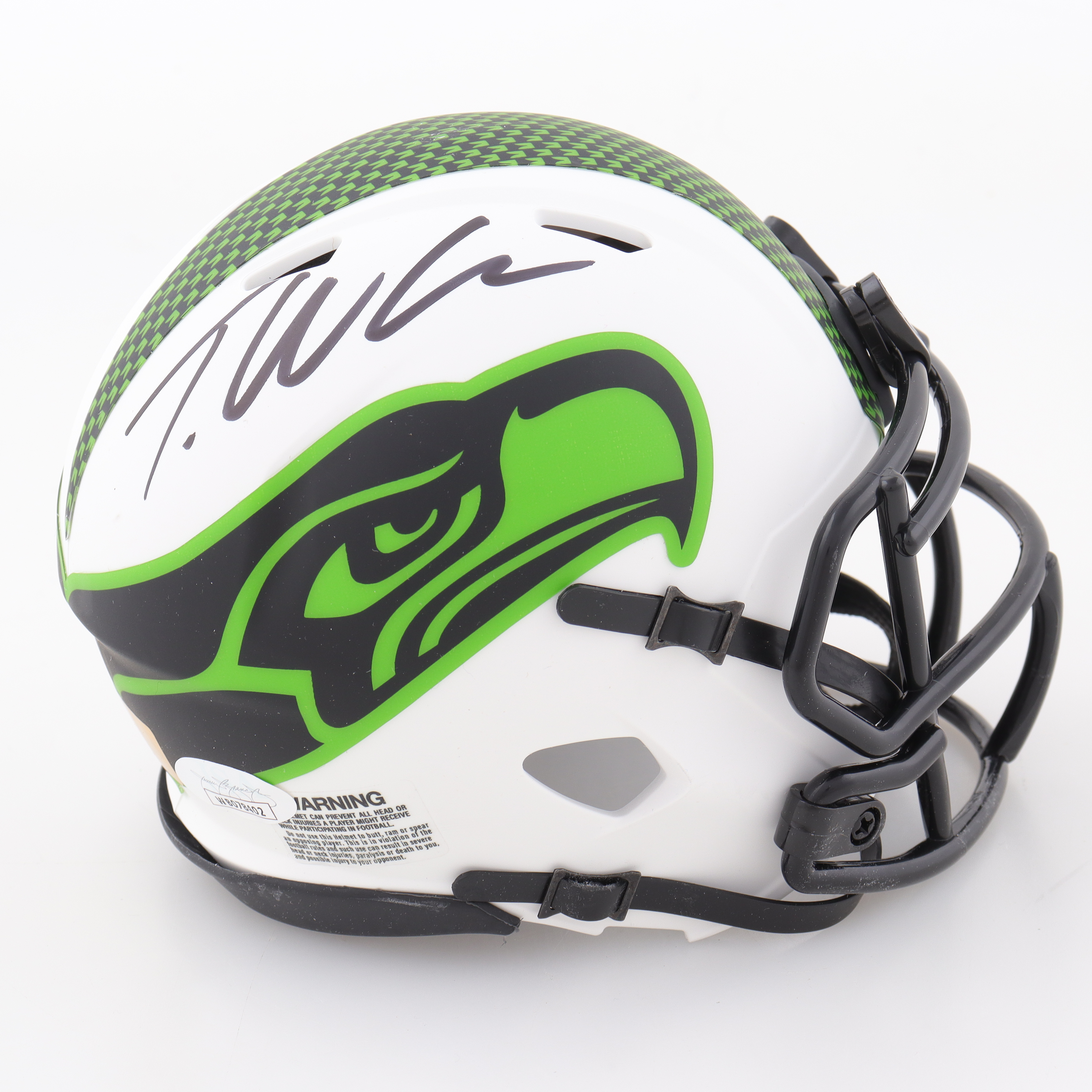 Tariq Woolen Signed Seahawks Lunar Eclipse Alternate Speed Mini Helmet (JSA & Players Ink) at PristineAuction.com Tariq Woolen Signed Seahawks Lunar Eclipse Alternate Speed Mini Helmet (JSA & Players Ink) at PristineAuction.com