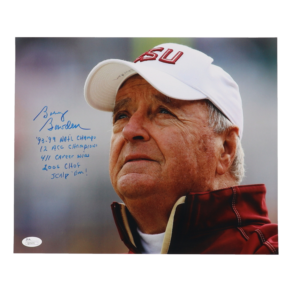 Bobby Bowden Signed Florida State Seminoles 11x14 Photo with Extensive ...