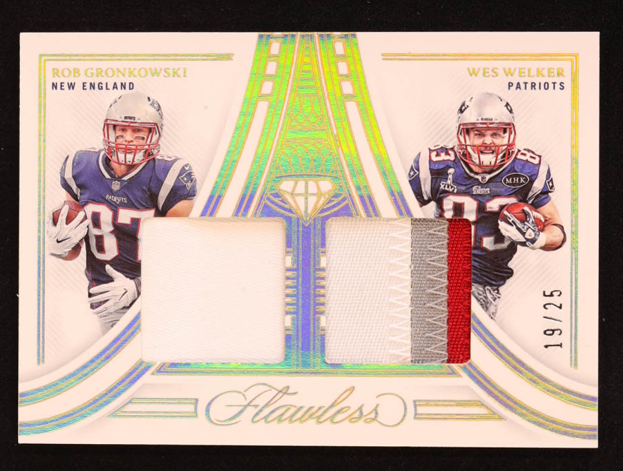 Rob Gronkowski / Wes Welker 2022 Panini Flawless Dual Diamond Memorabilia #10 #19/25 at PristineAuction.com Rob Gronkowski / Wes Welker 2022 Panini Flawless Dual Diamond Memorabilia #10 #19/25 at PristineAuction.com