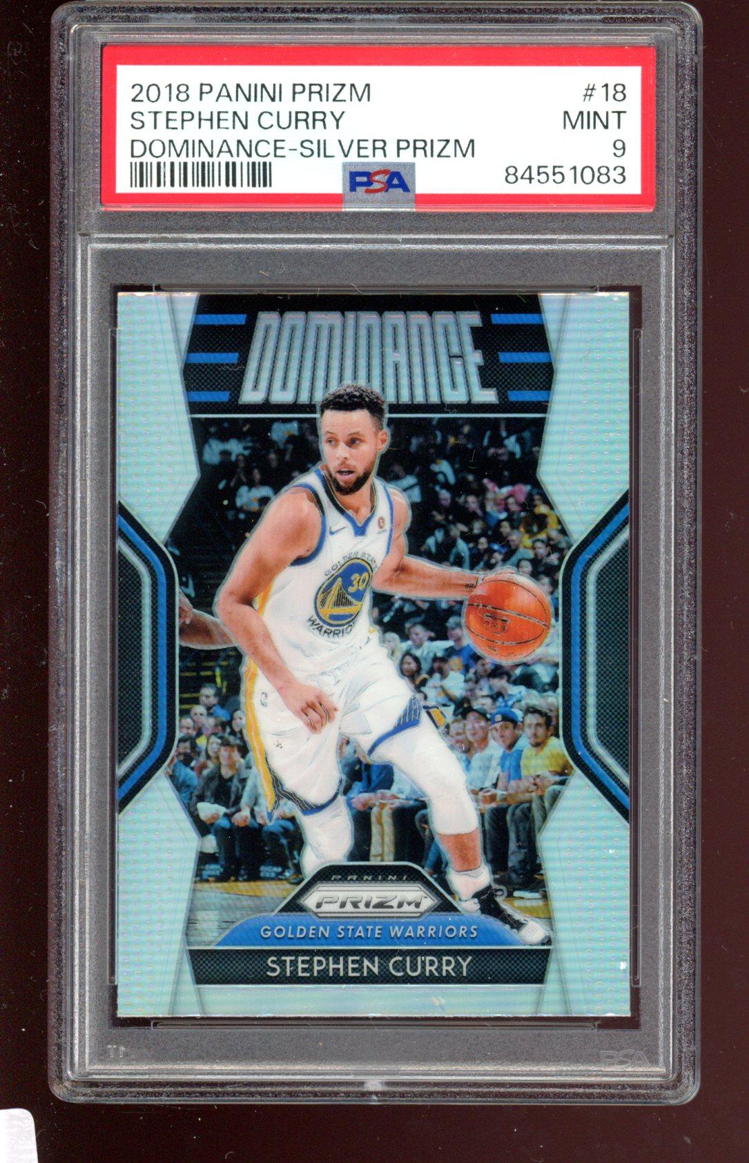 Stephen Curry 2018-19 Panini Prizm Dominance Prizms Silver #18 (PSA 9) at PristineAuction.com Stephen Curry 2018-19 Panini Prizm Dominance Prizms Silver #18 (PSA 9) at PristineAuction.com