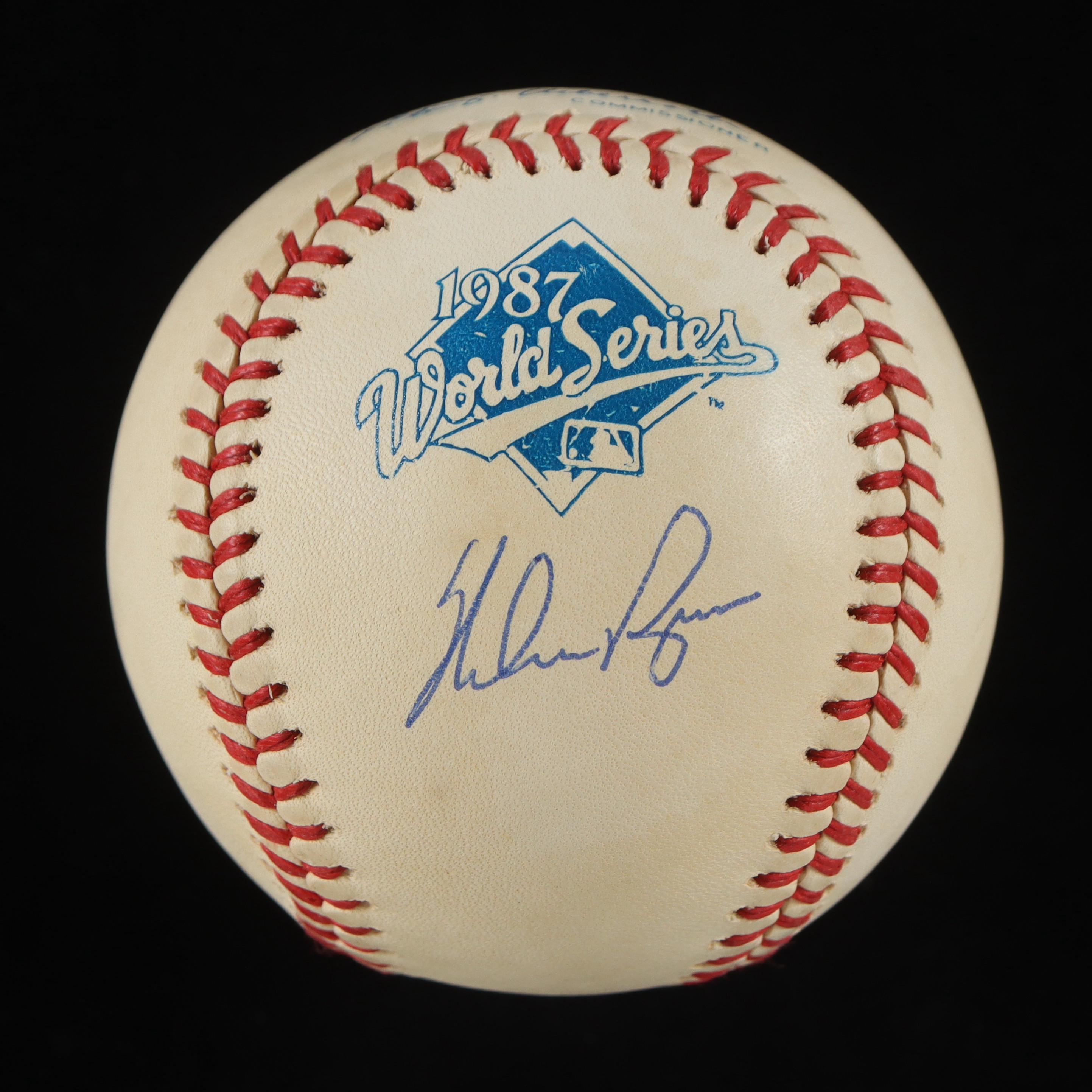 Nolan Ryan Signed 1987 World Series Logo Baseball With Wood Display ...