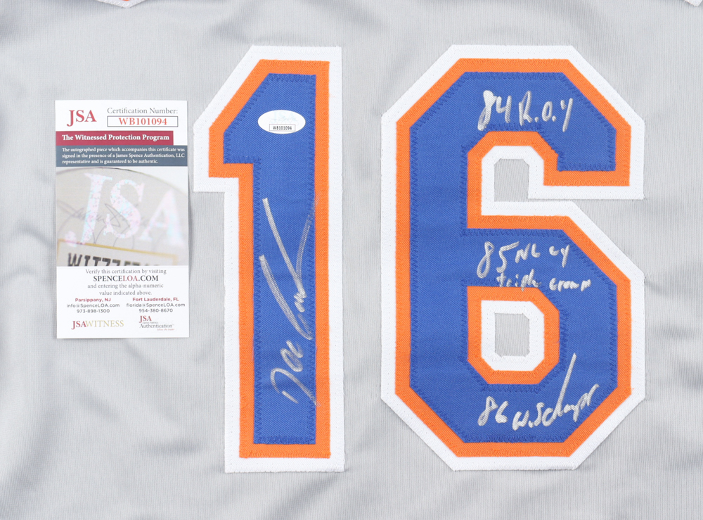Dwight "Doc" Gooden Signed Jersey Inscribed "84 R.O.Y, 85 NL CY Triple Crown, 86 W.S Champs" (JSA) at PristineAuction.com Dwight "Doc" Gooden Signed Jersey Inscribed "84 R.O.Y, 85 NL CY Triple Crown, 86 W.S Champs" (JSA) at PristineAuction.com