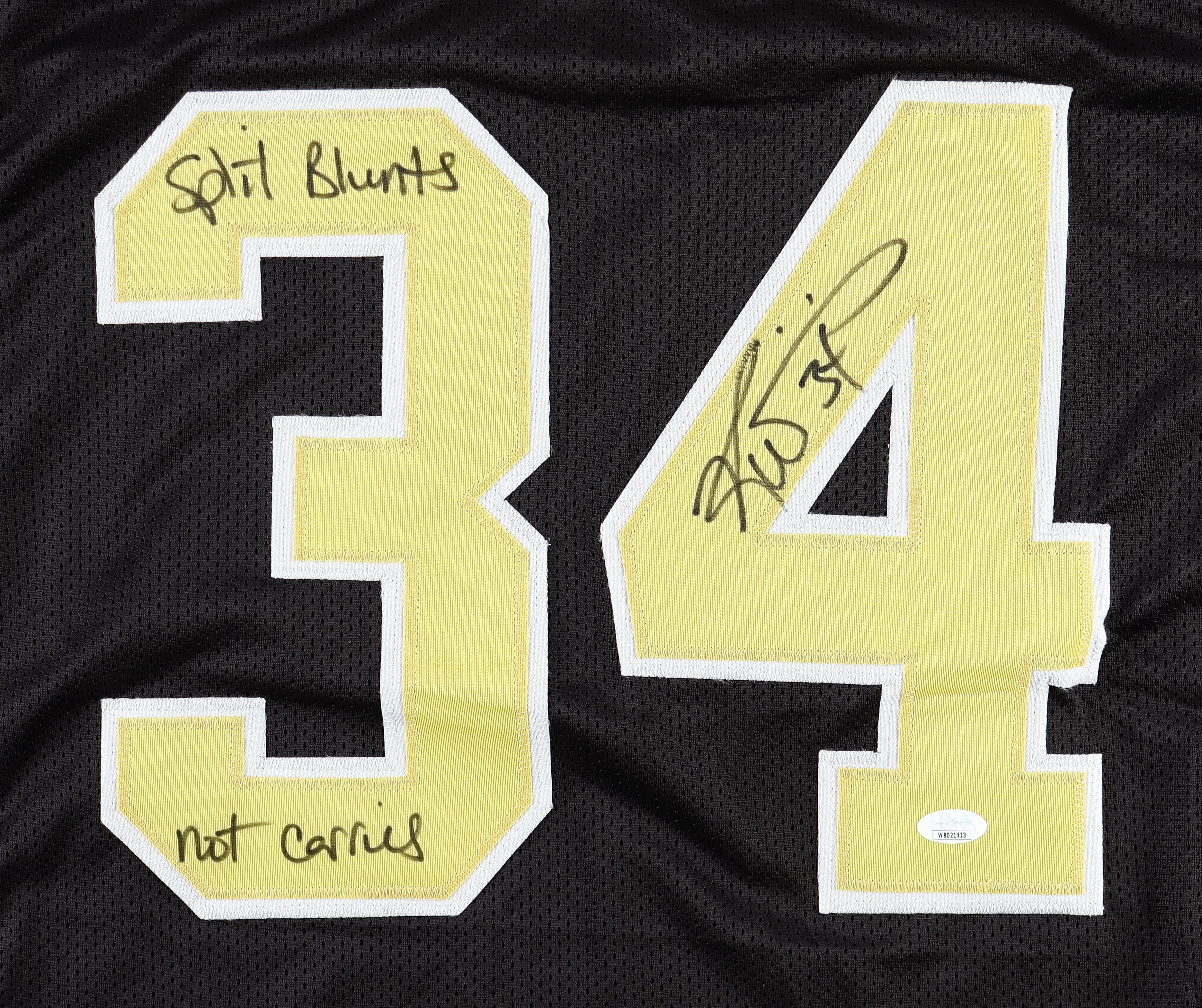 Ricky Williams Signed Jersey Inscribed "Split Blunts" & "Not Carries" (JSA) at PristineAuction.com Ricky Williams Signed Jersey Inscribed "Split Blunts" & "Not Carries" (JSA) at PristineAuction.com