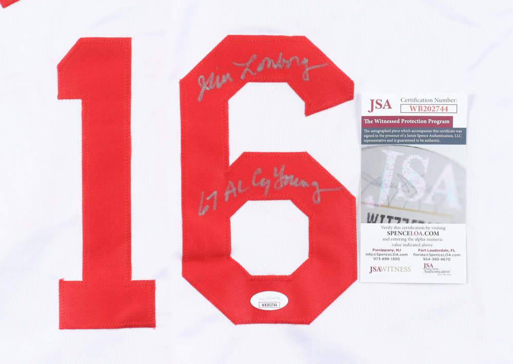Jim Lonborg Signed Jersey Inscribed "67 AL CY Young" (JSA) at PristineAuction.com Jim Lonborg Signed Jersey Inscribed "67 AL CY Young" (JSA) at PristineAuction.com