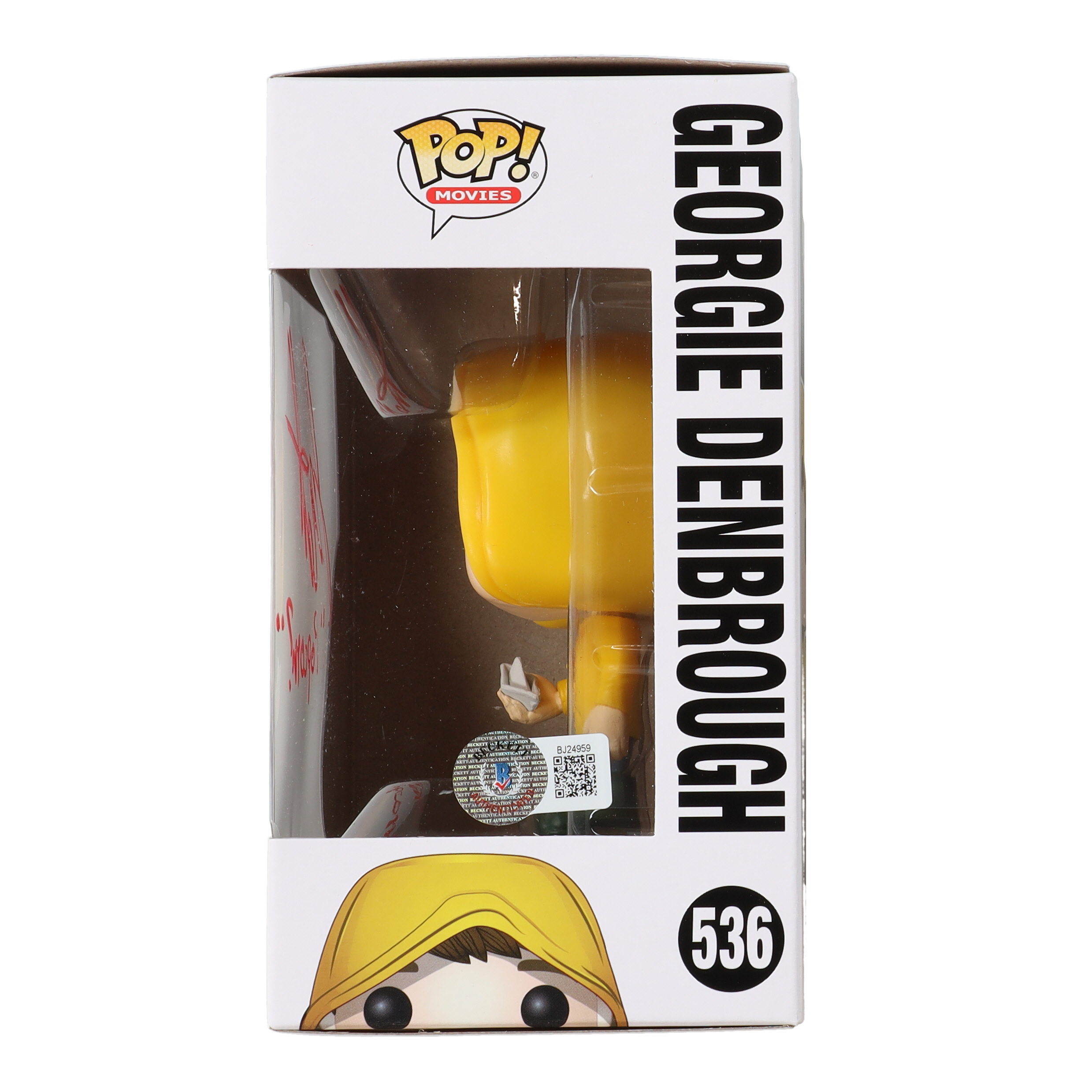 Jackson Robert Scott Signed "IT" #536 Georgie Funko Pop! Inscribed "Popcorn?" (Beckett) at PristineAuction.com Jackson Robert Scott Signed "IT" #536 Georgie Funko Pop! Inscribed "Popcorn?" (Beckett) at PristineAuction.com