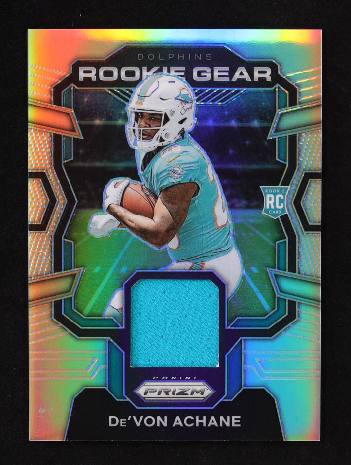 De'Von Achane 2023 Panini Prizm Rookie Gear #10 RC at PristineAuction.com De'Von Achane 2023 Panini Prizm Rookie Gear #10 RC at PristineAuction.com