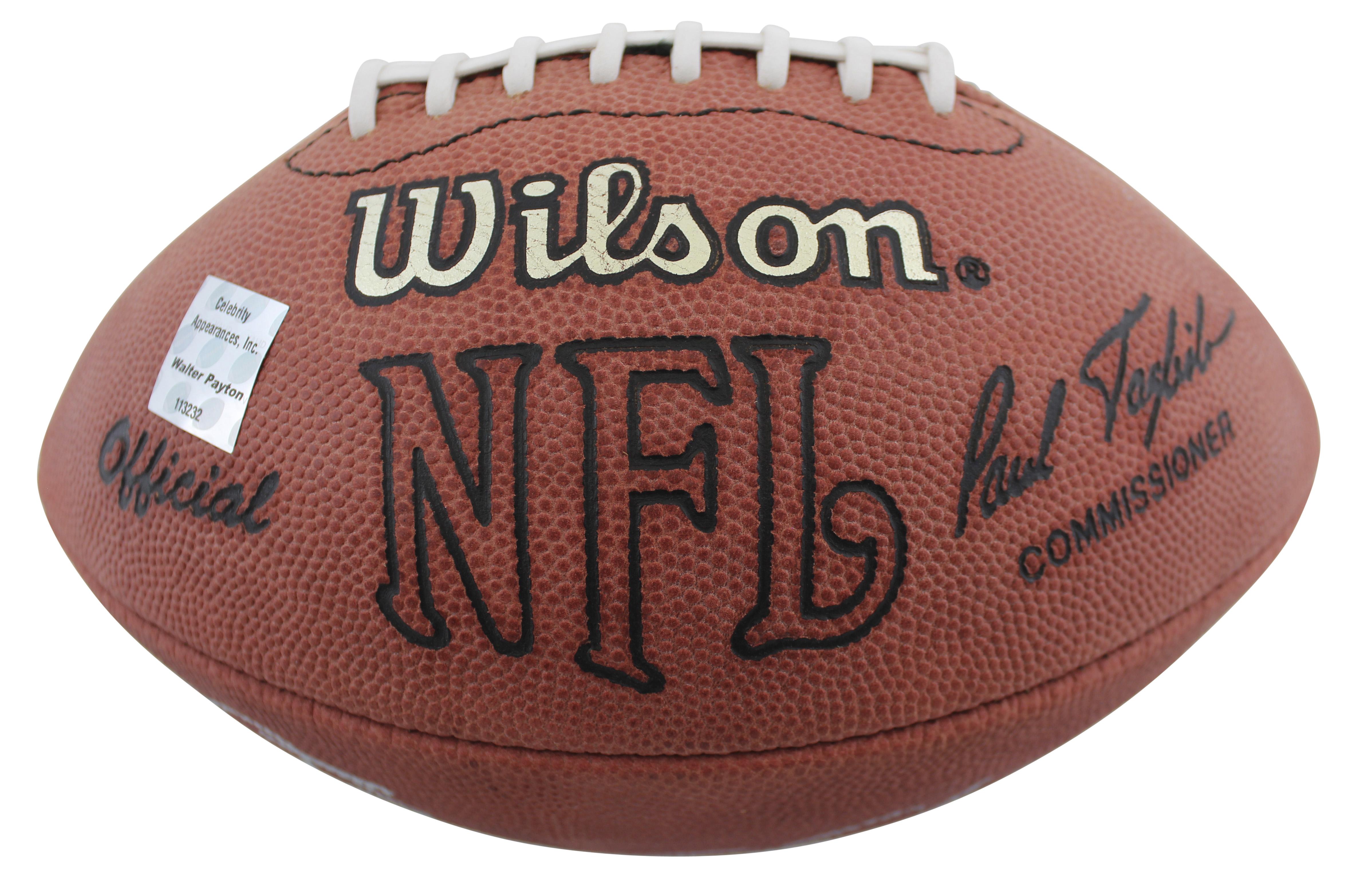 NFL Leading Rushers NFL Football Signed By (5) with Walter Payton, Emmitt Smith, Barry Sanders, Frank Gore & Adrian Peterson (Beckett) at PristineAuction.com NFL Leading Rushers NFL Football Signed By (5) with Walter Payton, Emmitt Smith, Barry Sanders, Frank Gore & Adrian Peterson (Beckett) at PristineAuction.com