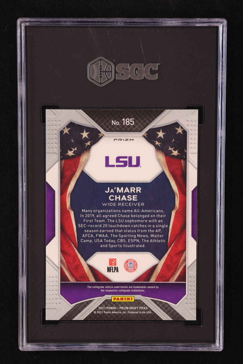 Ja'Marr Chase 2021 Panini Prizm Draft Picks Prizms Silver #185 AA RC (SGC 9.5) at PristineAuction.com Ja'Marr Chase 2021 Panini Prizm Draft Picks Prizms Silver #185 AA RC (SGC 9.5) at PristineAuction.com